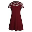 Sandro Paris Lace Mini Dress in Burgundy Red Viscose