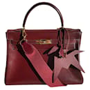 Burgundy Hermès Kelly bag 32 cm in box leather