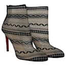 Louboutin Paola Booty 100 ankle boots in black mesh - Christian Louboutin