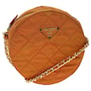 PRADA Quilted Chain Shoulder Bag Nylon Orange Auth yk5414 - Prada