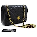 CHANEL Half Moon Chain Shoulder Bag Crossbody Black Quilted Flap - Chanel