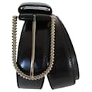 Black leather belt. - Prada