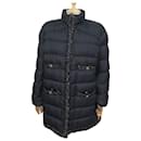 NEW CHANEL COAT BLACK DOWN JACKET CC BUTTONS BLACK TWEED STRIPS T L 44 COATE - Chanel