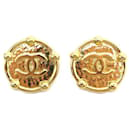 NEW VINTAGE EARRINGS CHANEL 1986 CC LOGO OF CASTELLANE GOLD EARRINGS - Chanel