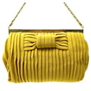 NEW CHANEL POUCH KNOT POUCH IN YELLOW PLEATED FABRIC NEW HAND BAG PURSE - Chanel