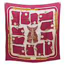 NEW HERMES CAMAILS PERRIERE SQUARE SCARF 90 IN SILK BORDEAUX SILK SCARF - Hermès