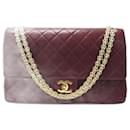 VINTAGE CHANEL TIMELESS MEDIUM HANDBAG IN PURSE BURGUNDY QUILTED LEATHER - Chanel