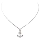 NEW RARE CHANEL ANCHOR NECKLACE STRASS LOGO CC SILVER METAL RHINESTONE NECKLACE - Chanel