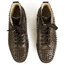 Christian Louboutin Brown Leather Mens Louis Allover Spikes High Top Sneaker 42,5