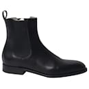 Manolo Blahnik Delsa Chelsea Boots in Black Leather
