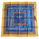Silk scarf AC Canova Cuirs & Jeans blue and gold New - Autre Marque