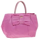 PRADA ribbon Hand Bag Nylon Pink Auth bs3124 - Prada