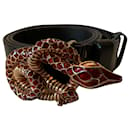 Vintage black leather belt with snake - Valentino Garavani