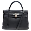 Hermès Kelly handbag 32 Return 2011 BLACK TOGO LEATHER SHOULDER HAND BAG