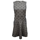 Tory Burch Geometric Embroidered Sleeveless Dress in Black and White Cotton 