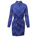 Diane Von Furstenberg Patterned Wrap Dress in Electric Blue Silk