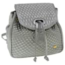 BALLY Matelasse Backpack Leather Silver Auth am3396 - Bally