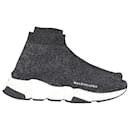 Balenciaga Glittered Speed Trainers in Black and Silver Polyester  