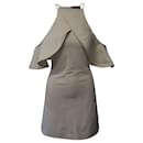 David Koma Ruffled Cold-Shoulder Midi Dress in Cream Viscose - Autre Marque