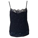 Diane Von Furstenberg Camisola de renda brilhante em seda preta