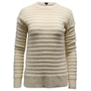 Theory Novelty Stripe Sweater in Beige Cashmere