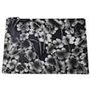 Givenchy Floral Print Zip Pouch Bag in Black Leather	