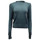 Isabel Marant Étoile Crew Neck Sweater with Puff Sleeves in Seafoam Green Cotton
