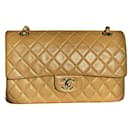 Chanel classic lined flap medium lambskin gold hardware timeless beige vintage