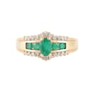 Emerald Diamond Ring Yellow Gold - Autre Marque