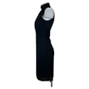 Vestido sin mangas de mezcla de lana y rayón negro Escote con cremallera - Autre Marque