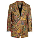 Jaqueta estampada de seda Hermès com bordado metálico