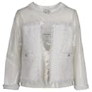Jaqueta transparente Chanel com bordado de renda branca