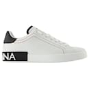 Portofino Sneakers - Dolce & Gabbana - White/Black - Leather