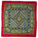 Hermès carré Qalamdan scarf in fuchsia, blue & green silk