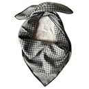 Silk grey geometrical pattern small foulard - Hermès