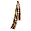 Écharpe Burberry extra longue half mega check fashion frange cachemire scarf 310x22cm