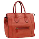 CELINE Luggage Mini Shopper Hand Bag Leather Red Auth fm1880 - Céline