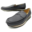 NEW HERMES SHOES 192485ZH MOCCASIN H PATTERN 45 BLACK LEATHER LOAFERS - Hermès