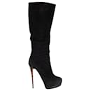 Schwarze Wildlederstiefel mit Animal-Print-Heels - Giuseppe Zanotti