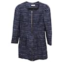 Nina Ricci Front-Zip Jacket in Navy Blue Acrylic Tweed
