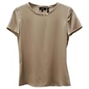Theory Metallic Short Sleeve T-Shirt in Beige Silk