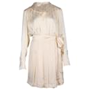 Vestido de jacquard plisado con efecto cruzado en acetato color crema de Victoria Beckham