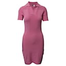 Jacquemus Rib Knit Open Back Polo Dress in Pink Viscose