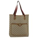 GUCCI GG Plus Canvas Web Sherry Line Tote Bag PVC Leather Beige Red Auth bs3253 - Gucci