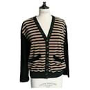 SONIA RYKIEL Sand and black striped panne velvet waistcoat very good condition TL - Sonia Rykiel