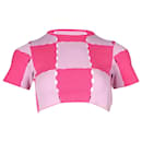 Jacquemus Patchwork Ribbed Crop Top in Pink Cotton