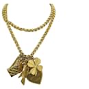 VINTAGE BELT CHANEL NECKLACE CHAIN LUCKY CHARMS T90 GOLD METAL CHAIN BELT - Chanel