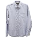 Gucci Pinstripe Button Up Shirt in Light Blue Cotton