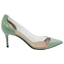 Gianvito Rossi PVC Point Toe Pumps in Mint Green Patent Leather