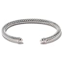 Rigid David Yurman Cable Classique bracelet in silver, pearls and diamonds